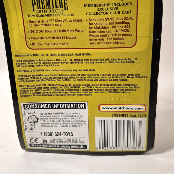Vintage Matchbox Collectibles Coca-Cola 1957 Corvette Convertible 1:64 Diecast - Picture 8 of 9
